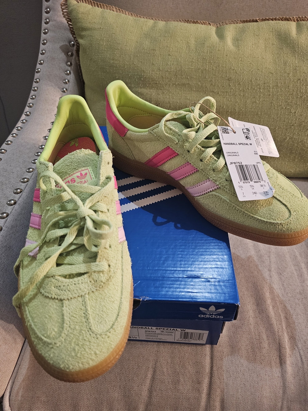 adidas Women's Light Green and Pink Handball Spezial Sneakers